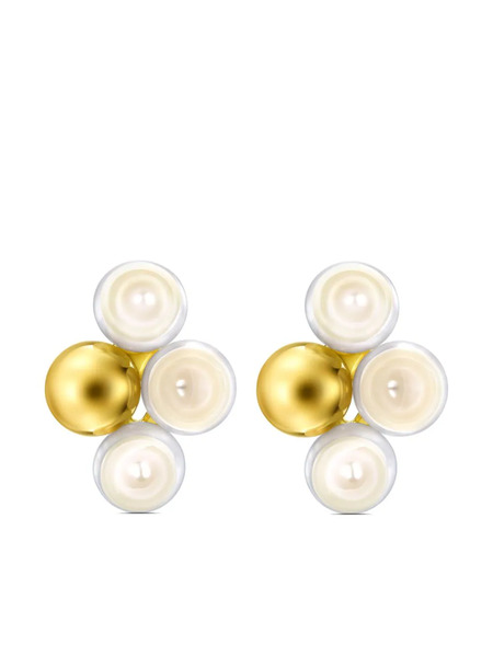  Tasaki 18kt Yellow Gold M/g Sliced Sphere Pearl Earrings 