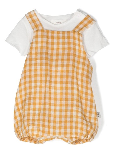  Teddy & Minou Checkerboard Romper Set - Yellow 