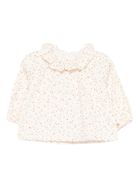  Teddy & Minou Frilled-neck Floral-print Blouse - Neutrals 