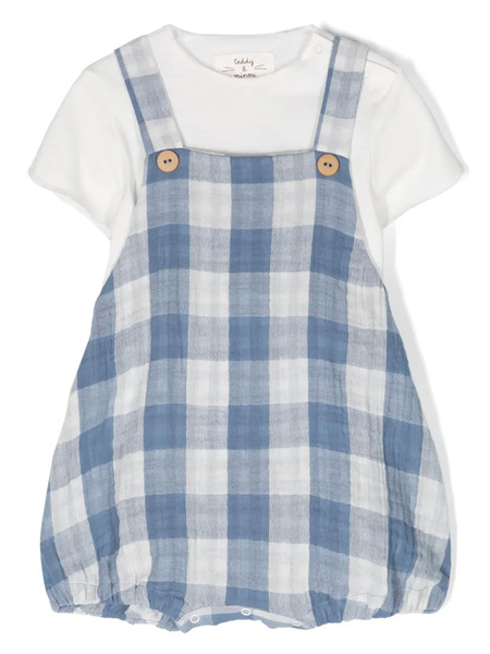  Teddy & Minou Gingham-check T-shirt And Shorties - Blue 