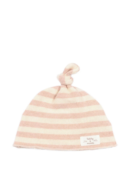  Teddy & Minou Knotted Striped Beanie - Pink 