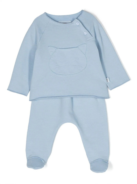  Teddy & Minou Long-sleeved Cotton Trousers Set - Blue 
