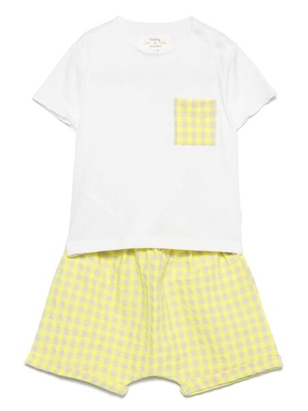  Teddy & Minou Plaid Shorts Set - White 