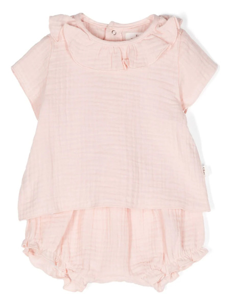  Teddy & Minou Ruffled Cotton Babygrow Set - Neutrals 