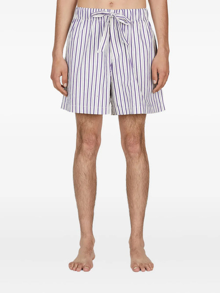  Tekla Striped Drawstring Pajama Shorts - White 