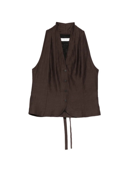  Tela Button Tie Waistcoat - Brown 