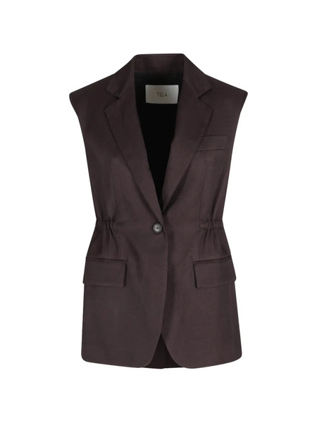  Tela Buttoned Drawstring Waistcoat - Brown 