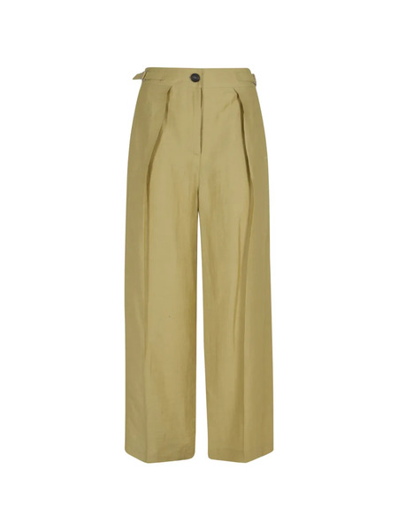  Tela Caramello Buttoned Pleated Trousers - Green 