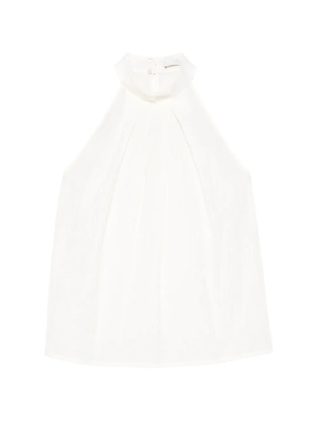  Tela Halterneck Tetured Top - White 