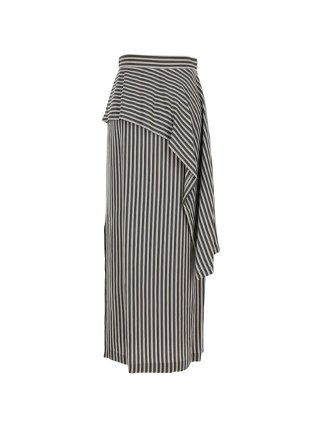  Tela Striped Midi Skirt - Grey 