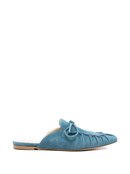  Tela Tie-detail Flat Mules - Blue 