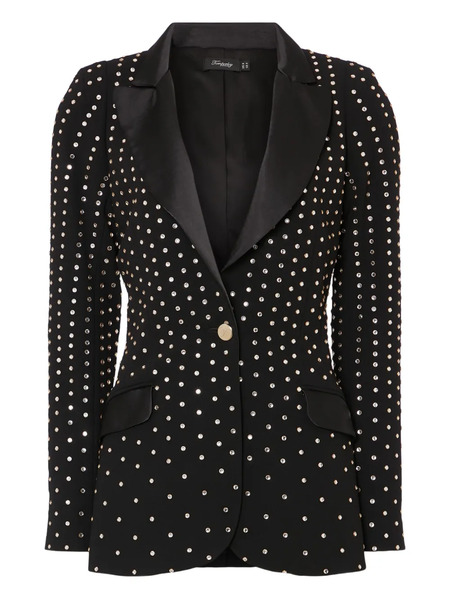  Temperley London Crystal-embellished Padded-shoulders Blazer - Black 