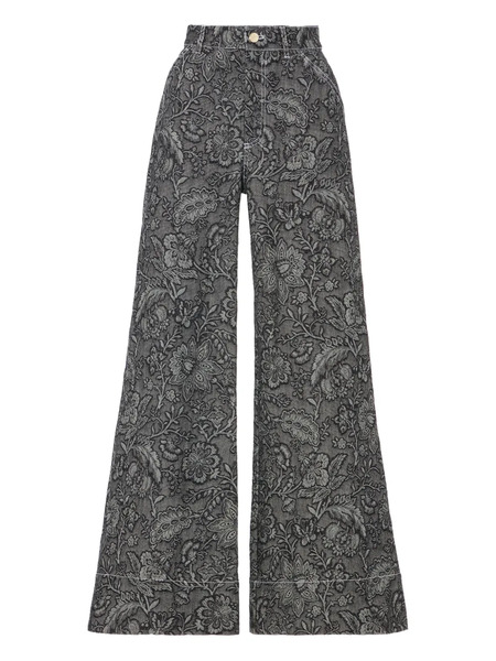  Temperley London Floral-print Jacquard Jeans - Black 