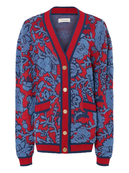  Temperley London Francis Floral-pattern Knit Cardigan - Blue 