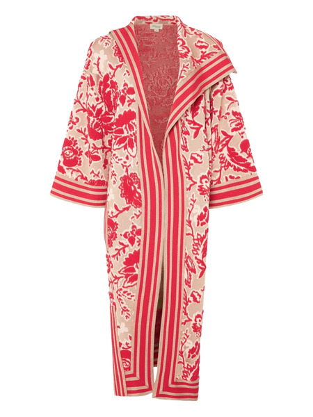  Temperley London Francis Floral-pattern Striped Knit Cape - Neutrals 
