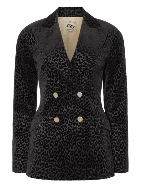  Temperley London Leopard-pattern Double-breasted Blazer - Black 