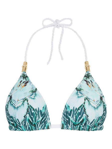  Temperley London Liana Graphic-print Triangle Bikini Top - Blue 