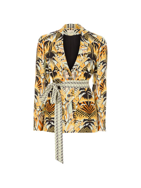  Temperley London Odette Belted Geometric-print Jacket - Black 