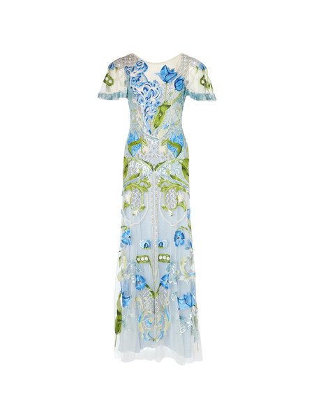  Temperley London Ostuni Sequin Floral Gown - Blue 