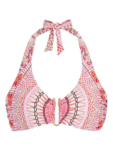  Temperley London Pomegranate Printed Halterneck Bikini Top - Pink 