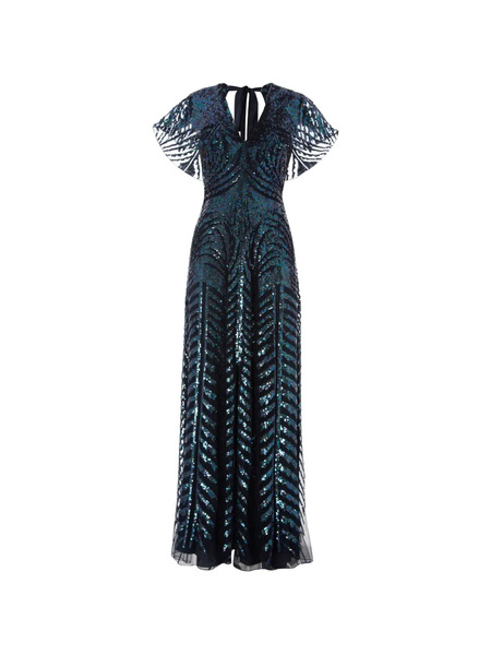  Temperley London Sequin V-neck Maxi Dress - Blue 