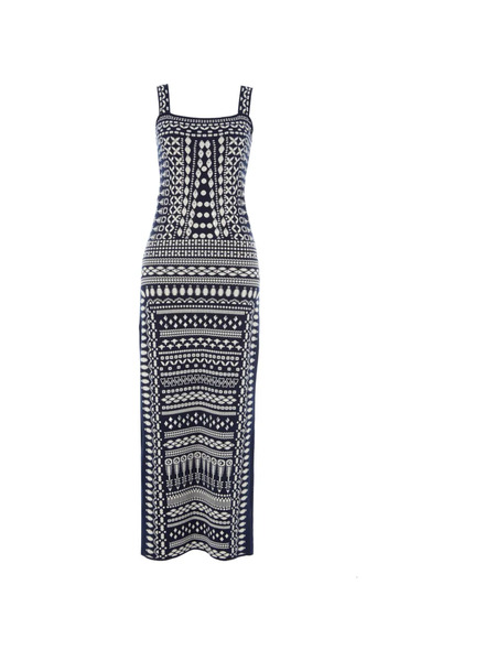  Temperley London Strappy Patterned Knitted Dress - Blue 