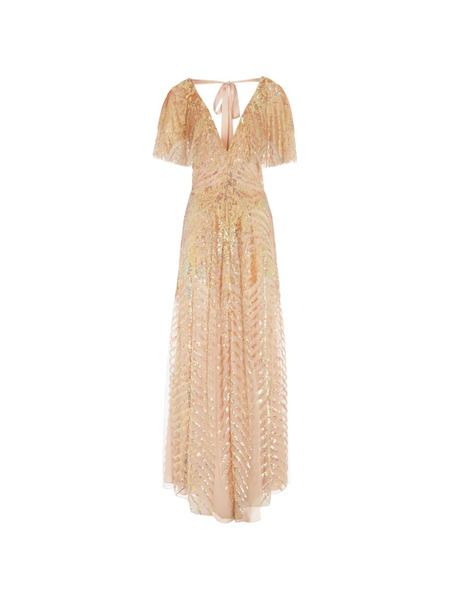  Temperley London Tie Neck Maxi Dress - Neutrals 