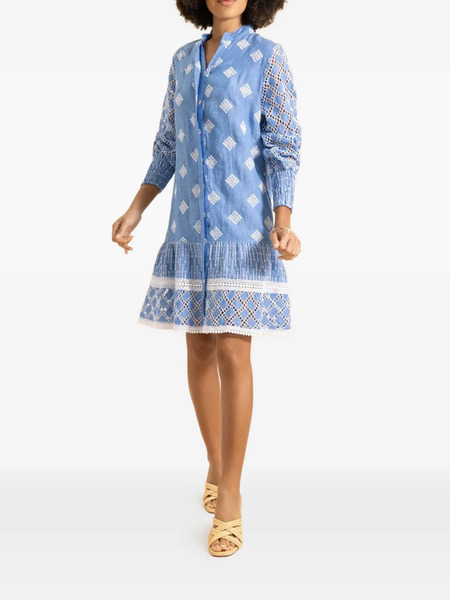  Temptation Positano Ginger Embroidered Ruffled Mini Dress - Blue 