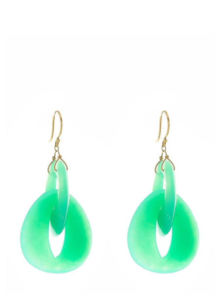  Ten Thousand Things 18kt Yellow Gold Interlocking Peacock Eye Chrysoprase Earrings 