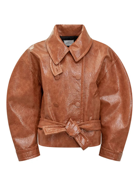  The Andamane Balloon-sleeve Double-breasted Jacket - Brown 