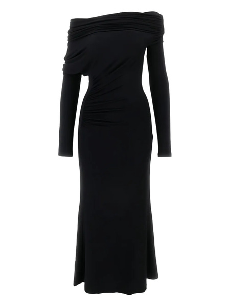  The Andamane Draped One-shoulder Midi Dress - Black 