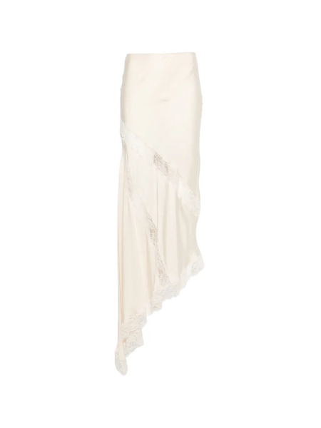  The Andamane Rosetta Lace-detail Asymmetric Midi Skirt - Neutrals 