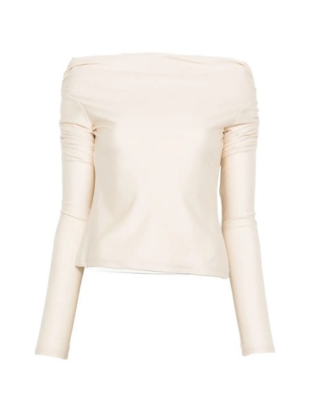  The Andamane Ruched Off-shoulder Top - Neutrals 
