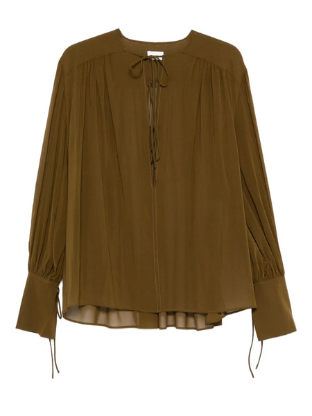  The Andamane Tie-neck Gathered Blouse - Green 