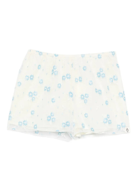  The Animals Observatory Dragonet Floral-embroidery Shorts - White 
