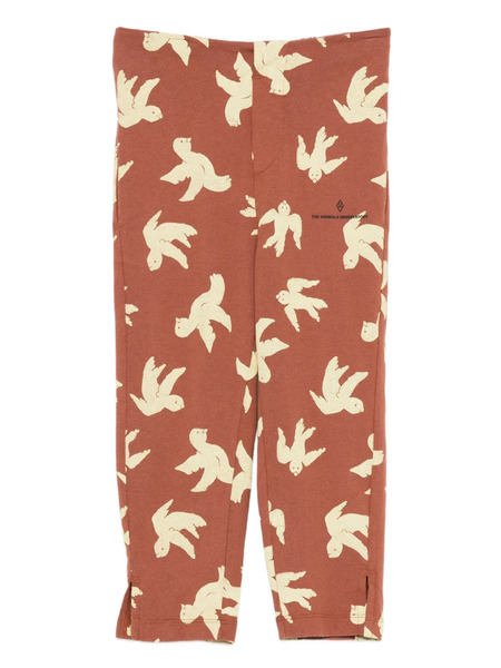  The Animals Observatory Horse Bird-print Trousers - Brown 