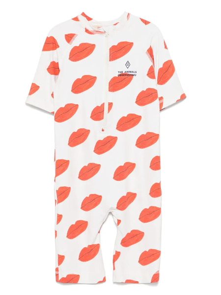  The Animals Observatory Illustration-print Sun Suit - White 