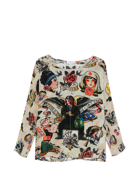  The Artistylist Singer Pattern Blouse - Grey 
