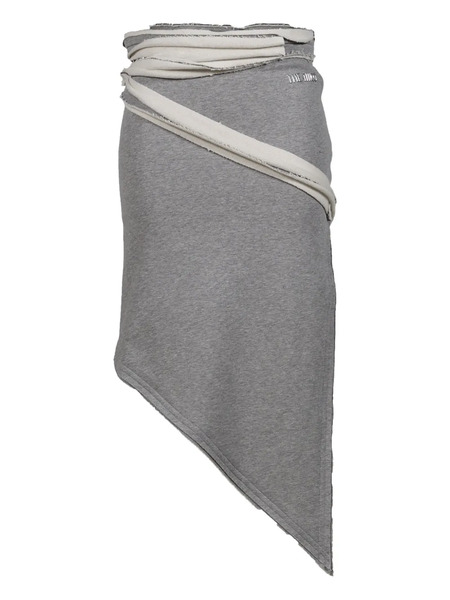  The Attico Asymmetrical Frayed-edge Midi Skirt - Grey 