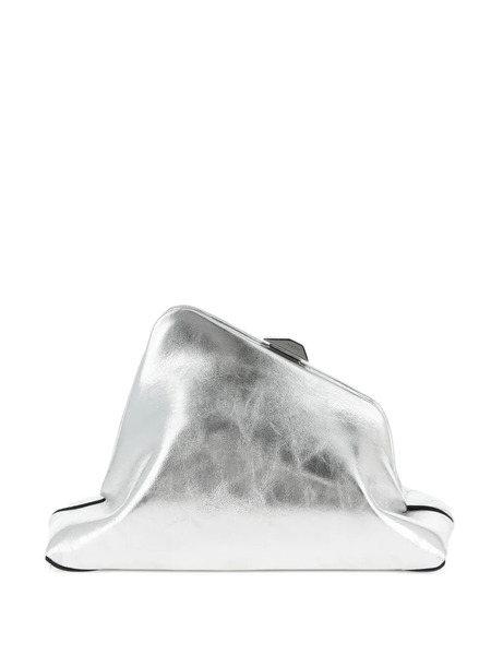  The Attico Day Off Small Craquelé-effect Leather Clutch - Silver 