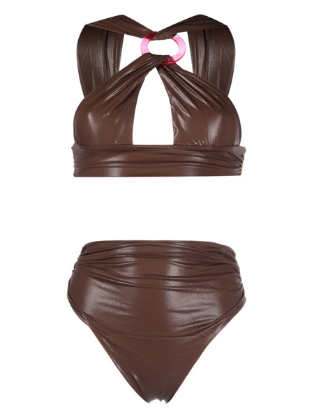  The Attico Faux-leather Bikini Set - Brown 