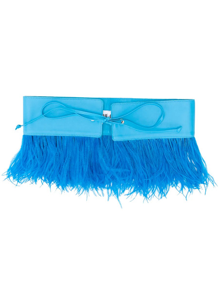  The Attico Feather Embellished Belt - Blue 