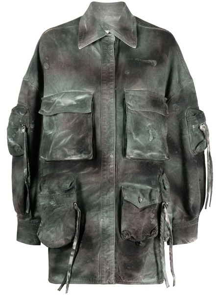  The Attico Fern Distressed Denim Jacket - Green 