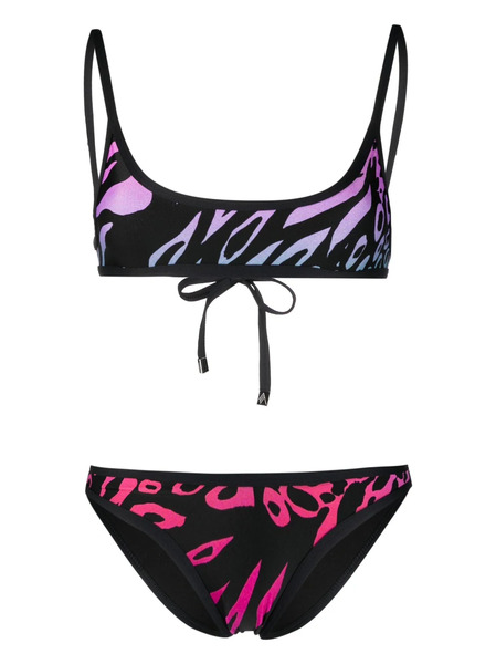  The Attico Gradient Animal Print Bikini - Black 