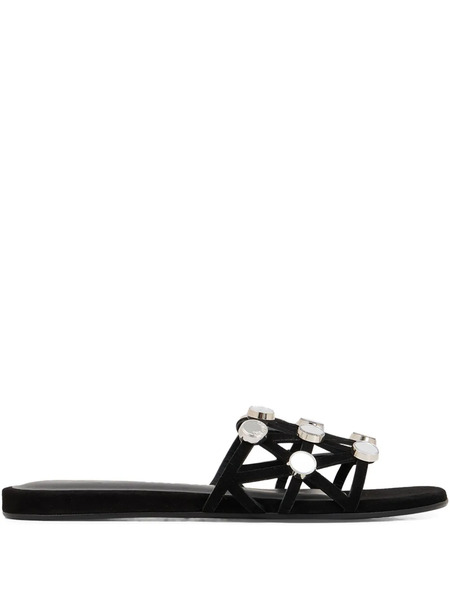  The Attico Grid Studded Flats - Black 