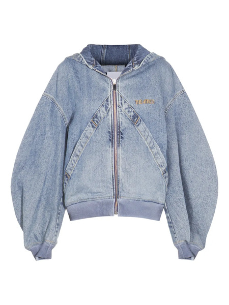  The Attico Hooded Denim Bomber Jacket - Blue 