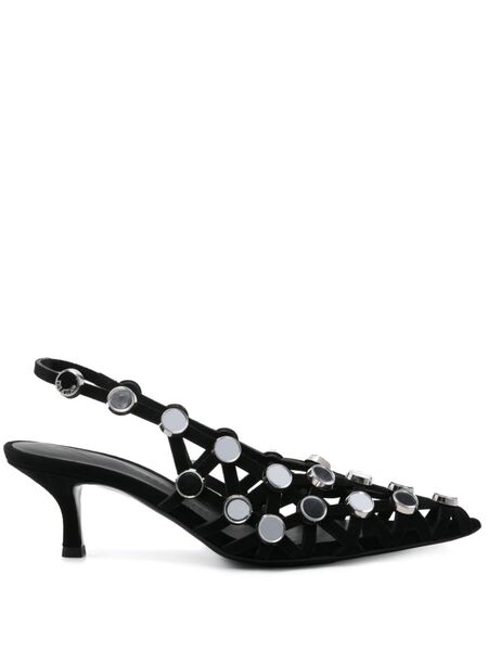  The Attico 50mm Grid Slingback Pumps - Black 