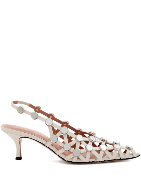  The Attico 50mm Grid Slingback Pumps - White 
