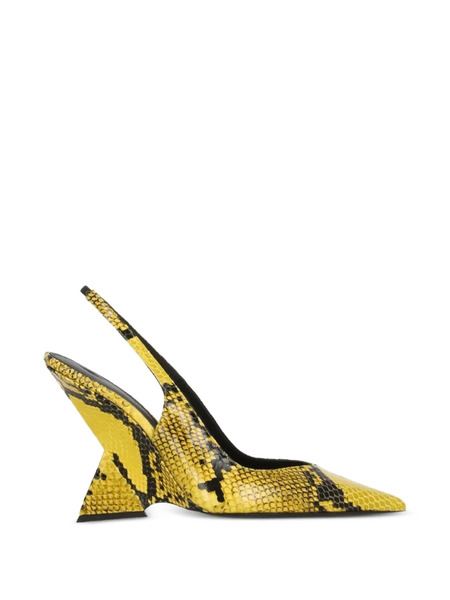  The Attico Snake-print Slingback Pumps - Yellow 