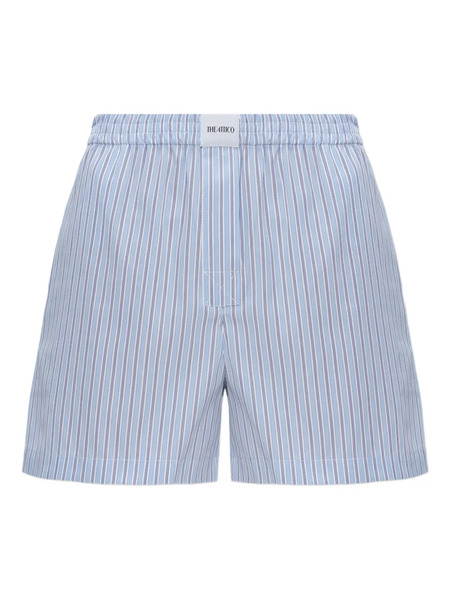 The Attico Striped-pattern Elasticated Mini Shorts - Blue 